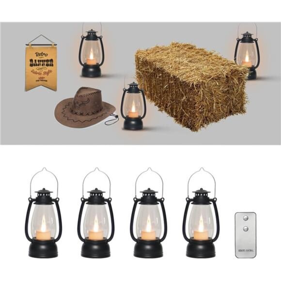 LLQ Small Lantern Decorative with Remote, Vintage Mini Candle Lanterns Decor, - Picture 1 of 7